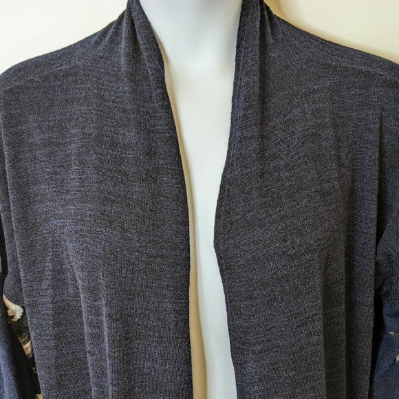 Lovely J Navy and Floral Drop Shoulder Open Concept Midi Cardigan Size 2XL NWT - Picture 6 of 8